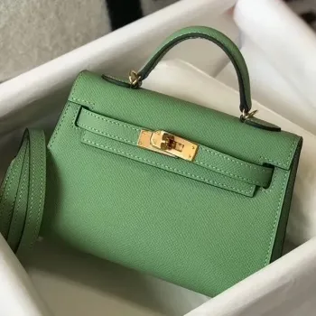 Kelly Mini II Bag In Vert Criquet Epsom Leather