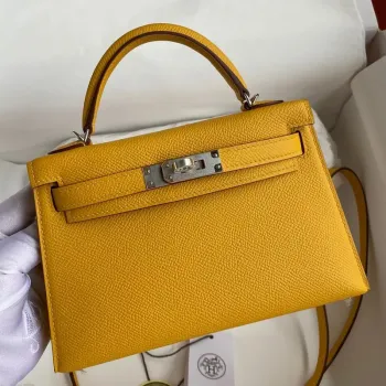 Kelly Mini II Sellier Handmade Bag In Jaune Ambre Epsom Calfskin