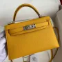 Kelly Mini II Sellier Handmade Bag In Jaune Ambre Epsom Calfskin
