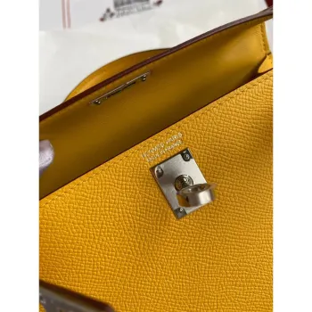 Kelly Mini II Sellier Handmade Bag In Jaune Ambre Epsom Calfskin