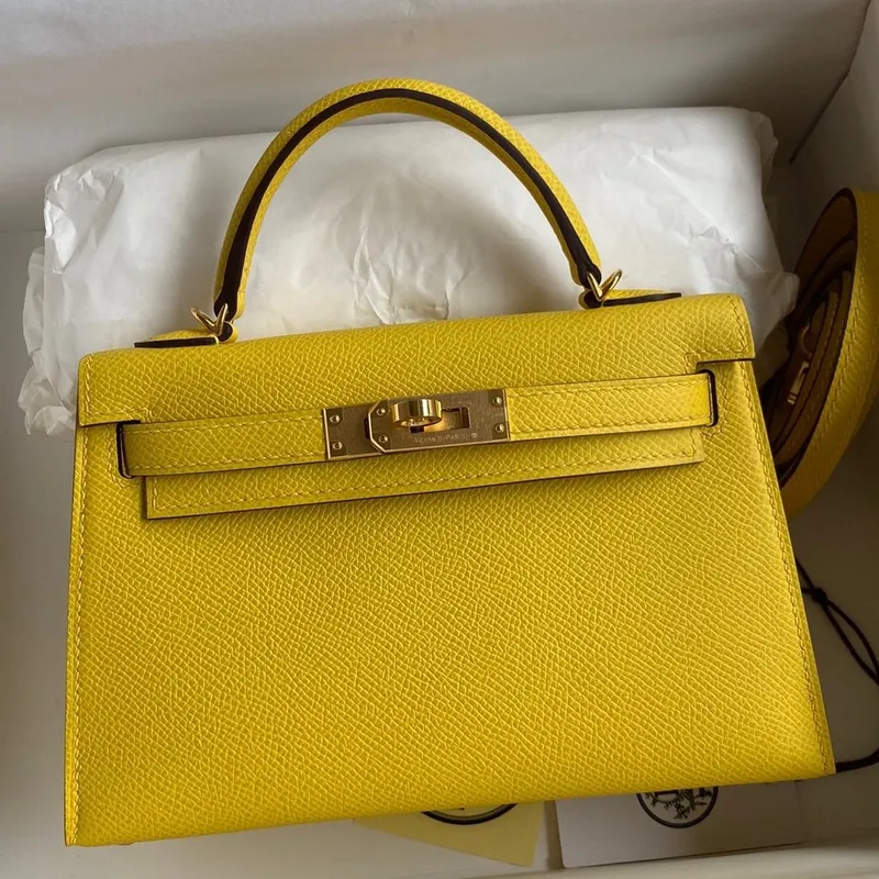 Kelly Mini II Sellier Handmade Bag In Jaune de Naples Epsom Calfskin