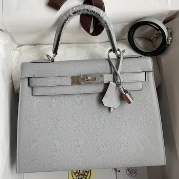 Kelly Sellier 32 Handmade Bag in Blue Glacier Epsom Calfskin