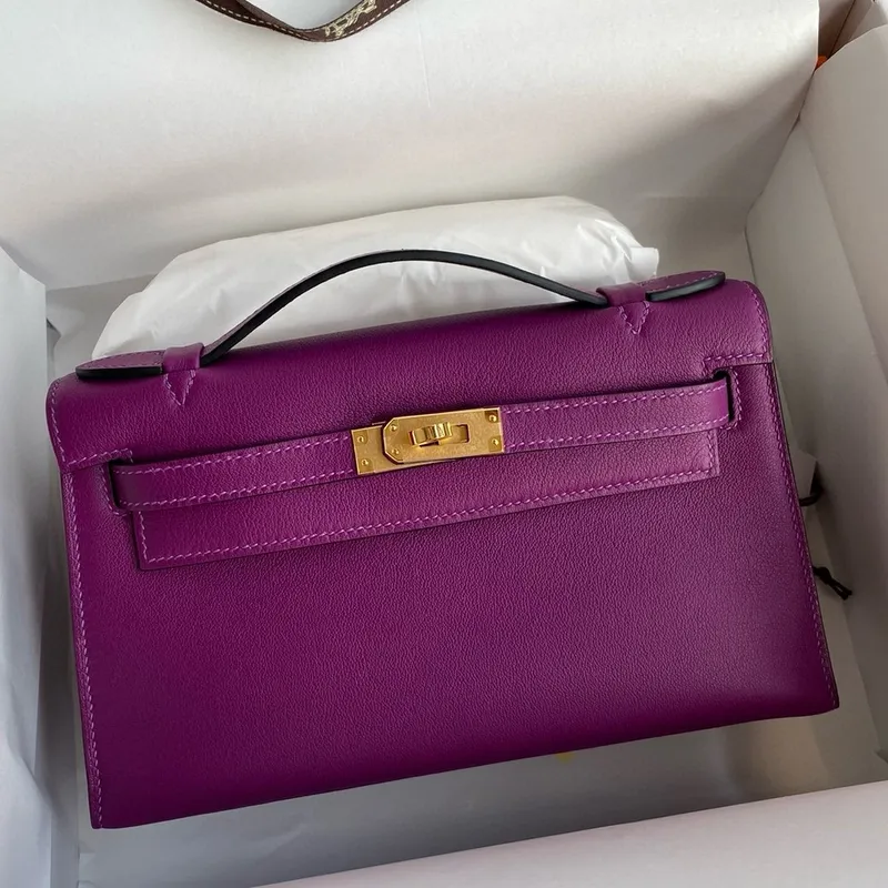 Kelly Pochette Handmade Bag In Anemone Swift Calfskin