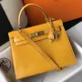 Kelly 25cm Bag In Yellow Embossed Crocodile