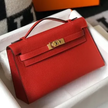 Kelly Pochette Bag In Red Epsom Leather