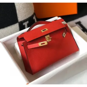 Kelly Pochette Bag In Red Epsom Leather