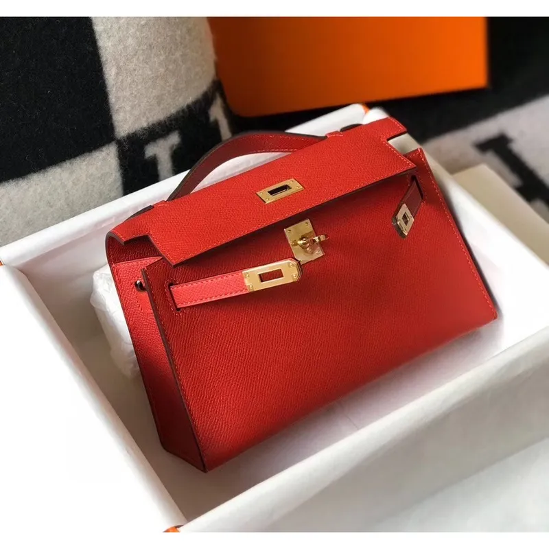 Kelly Pochette Bag In Red Epsom Leather
