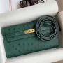 Kelly Classique To Go Wallet in Malachite Ostrich Leather