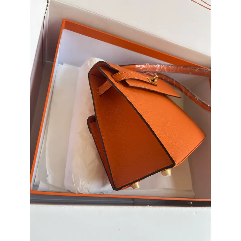 Kelly En Desordre 20 Handmade Bag in Orange Epsom Calfskin