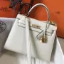 Kelly 25cm Sellier Bag In White Epsom Leather