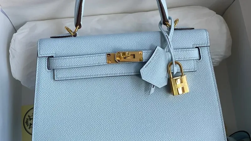 Hermes Epsom Kelly 25cm Sellier in Celeste — Timeless Handmade Luxury