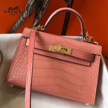 Wrap Up the Holidays with the [Christmas Special] Kelly Mini II in Pink Crocodile-Embossed Leather