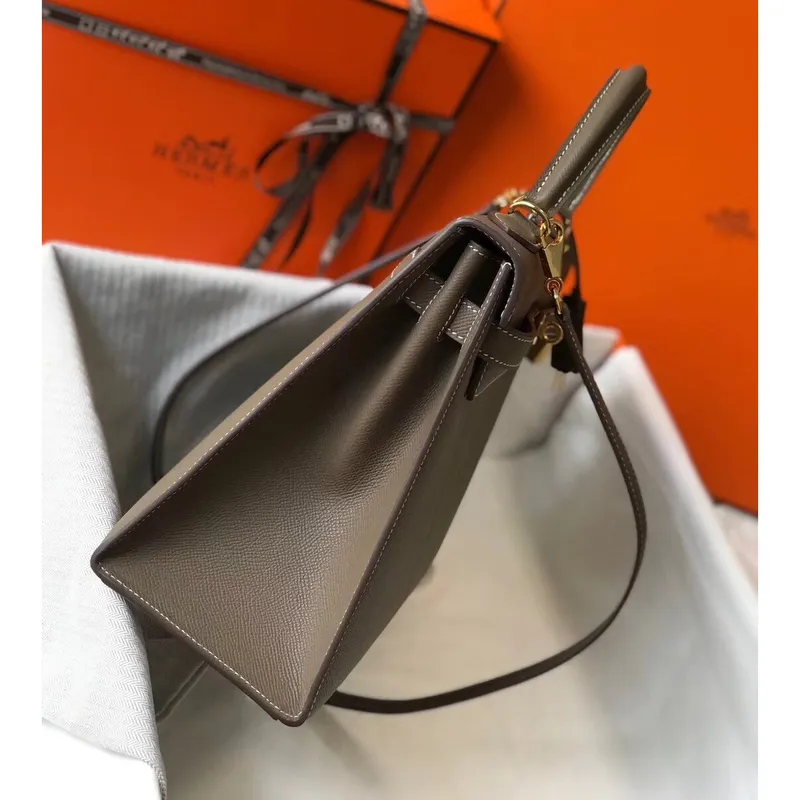 Hermes Taupe Epsom Kelly 32cm Sellier Bag