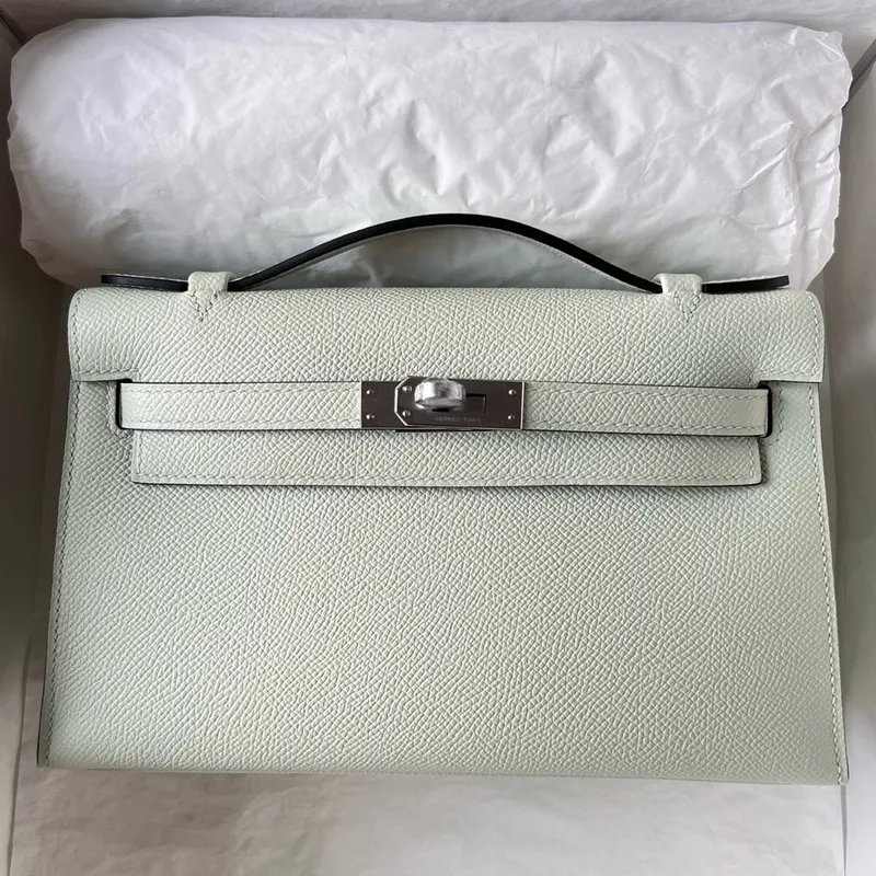 Kelly Pochette Handmade Bag In Vert Fizz Epsom Calfskin