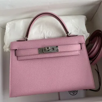 Kelly Mini II Sellier Handmade Bag In Mauve Sylvestre Epsom Calfskin