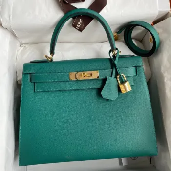 Kelly Sellier 32 Handmade Bag in Malachite Epsom Calfskin