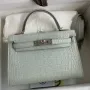 Kelly Mini II Sellier Handmade Bag In Gris Neve Matte Alligator Leather