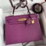 Kelly Sellier 28 Handmade Bag In Anemone Epsom Calfskin