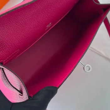 Kelly Pochette Handmade Bag In Rose Mexico Chevre Mysore Leather