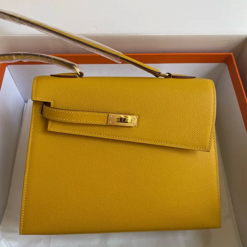 Kelly En Desordre 20 Handmade Bag in Jaune Ambre Epsom Calfskin