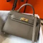 Kelly Mini II Bag In Taupe Grey Epsom Leather