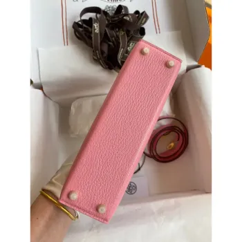 Kelly Mini II Sellier Handmade Bag In Rose Confetti Chevre Mysore Leather