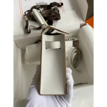 Kelly Mini II Sellier Handmade Bag In Gris Pale Epsom Calfskin