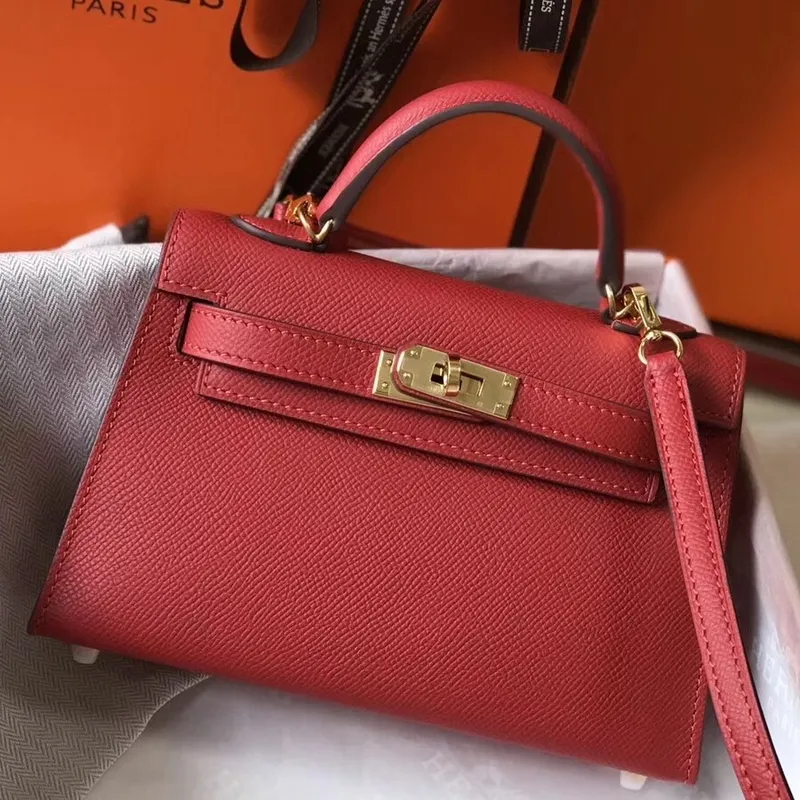 Kelly Mini II Bag In Rouge Vif Epsom Leather