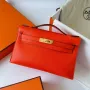 Kelly Pochette Handmade Bag In Rouge Piment Swift Calfskin