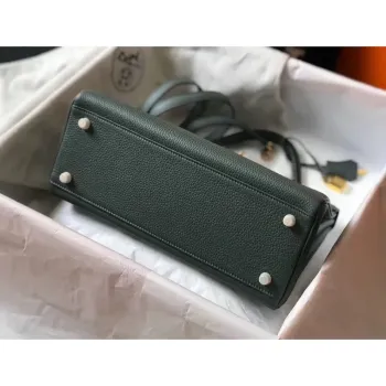 Hermes Vert Amande Clemence Kelly 32cm Retourne Bag