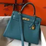 Hermes Blue Jean Clemence Kelly 32cm Retourne Bag
