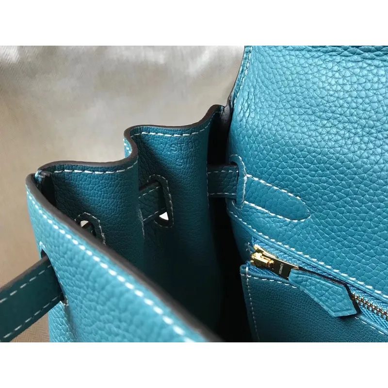 Hermes Blue Jean Clemence Kelly 32cm Retourne Bag