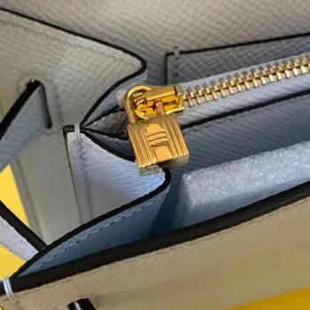 Kelly Classique To Go Wallet In Blue Zephyr Epsom Calfskin