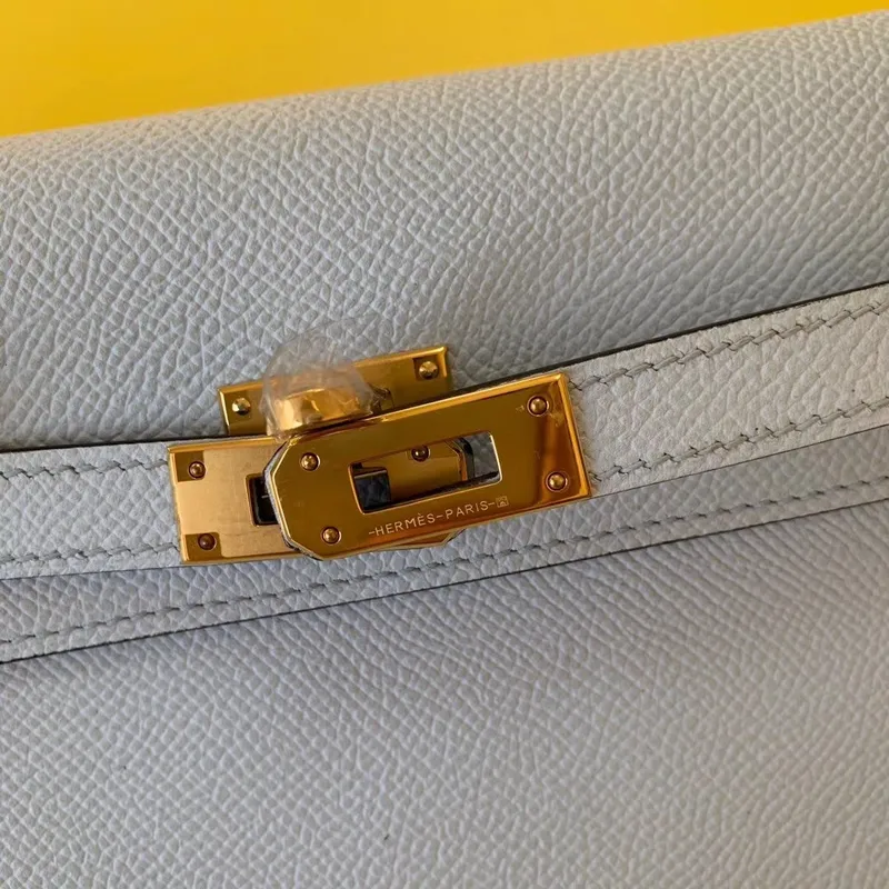 Kelly Classique To Go Wallet In Blue Zephyr Epsom Calfskin