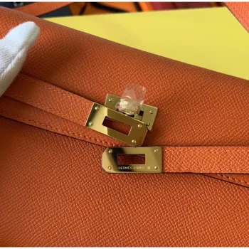 Kelly Classique To Go Wallet In Orange Epsom Calfskin