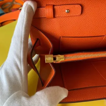Kelly Classique To Go Wallet In Orange Epsom Calfskin