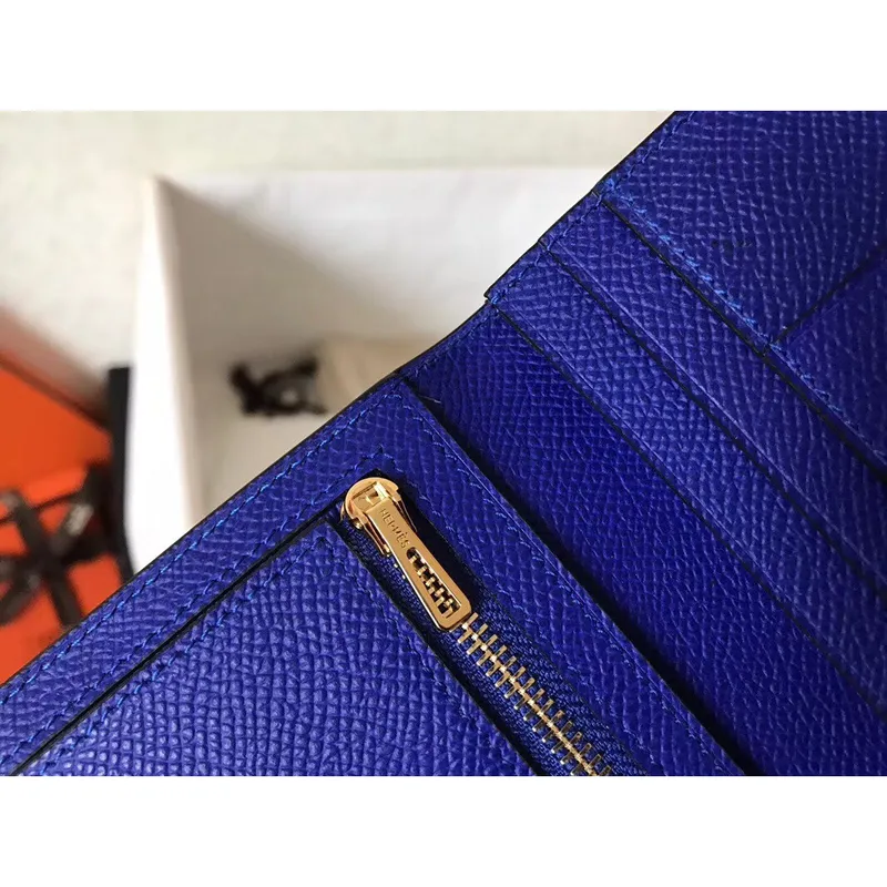 Hermes Blue Electric Epsom Bearn Gusset Wallet