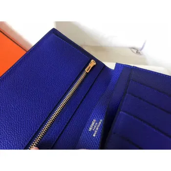 Hermes Blue Electric Epsom Bearn Gusset Wallet