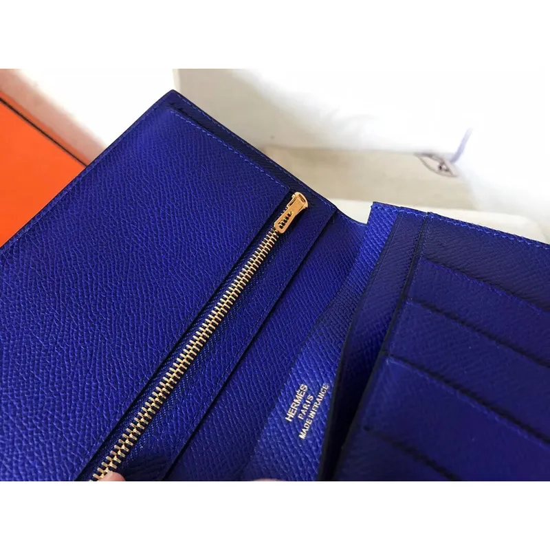 Hermes Blue Electric Epsom Bearn Gusset Wallet