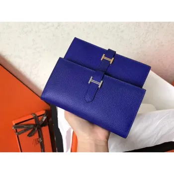 Hermes Blue Electric Epsom Bearn Gusset Wallet