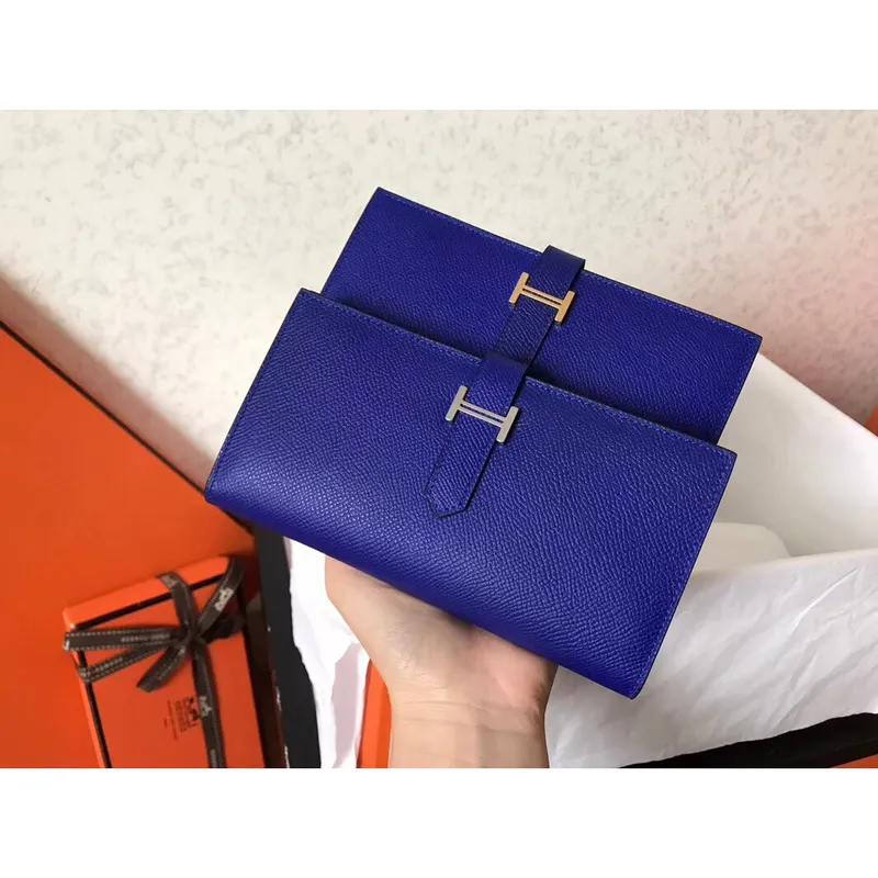 Hermes Blue Electric Epsom Bearn Gusset Wallet