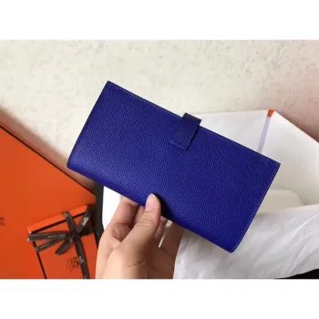 Hermes Blue Electric Epsom Bearn Gusset Wallet