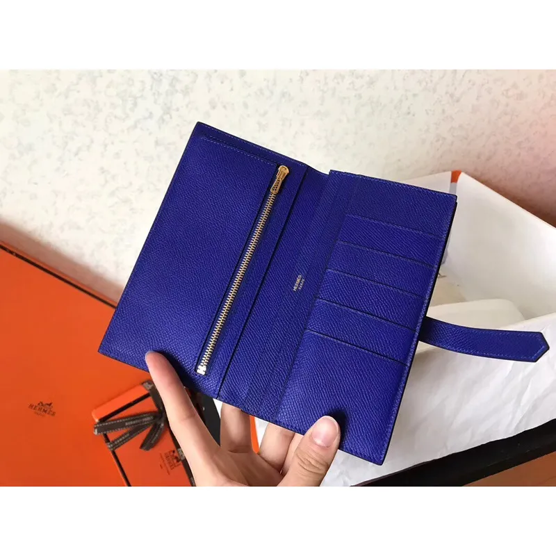 Hermes Blue Electric Epsom Bearn Gusset Wallet