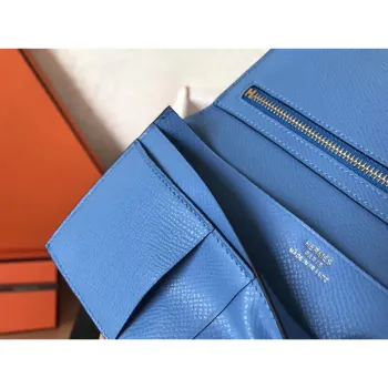 Hermes Blue Jean Epsom Bearn Gusset Wallet