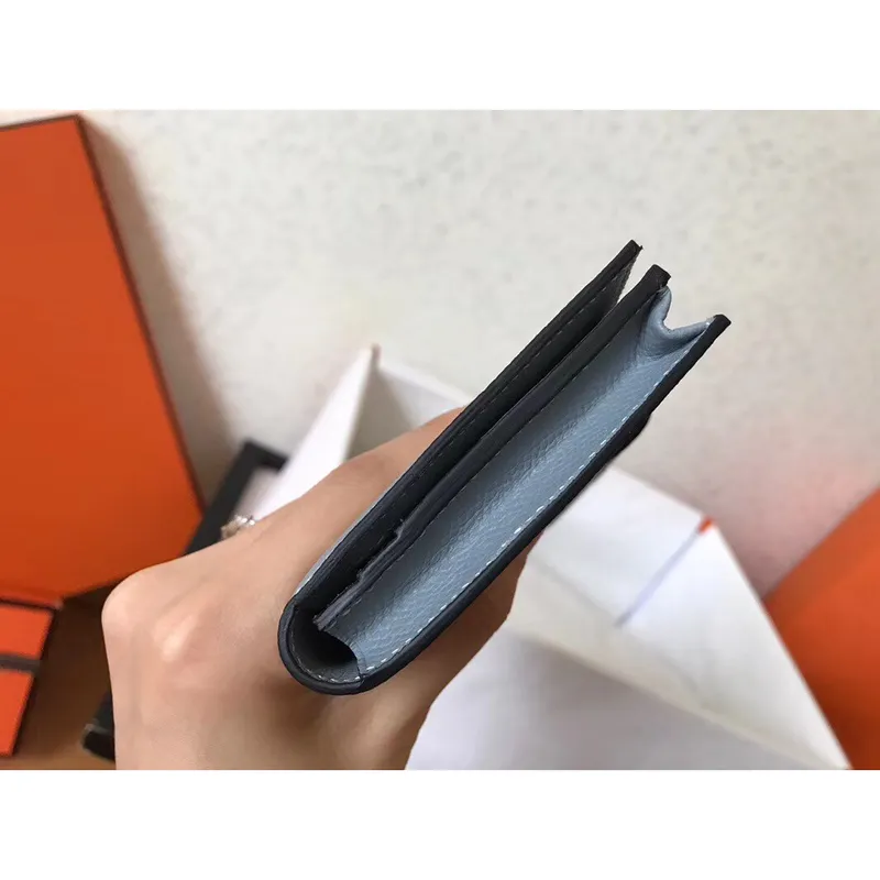 Hermes Blue Lin Epsom Bearn Gusset Wallet