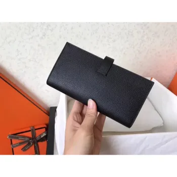 Hermes Black Epsom Bearn Gusset Wallet