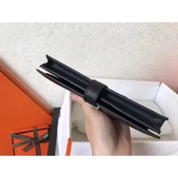 Hermes Black Epsom Bearn Gusset Wallet