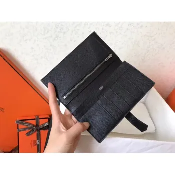 Hermes Black Epsom Bearn Gusset Wallet