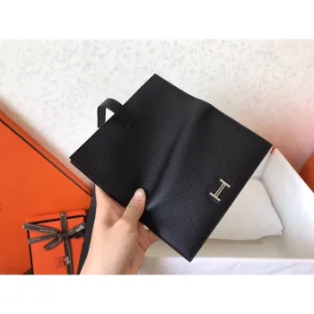 Hermes Black Epsom Bearn Gusset Wallet