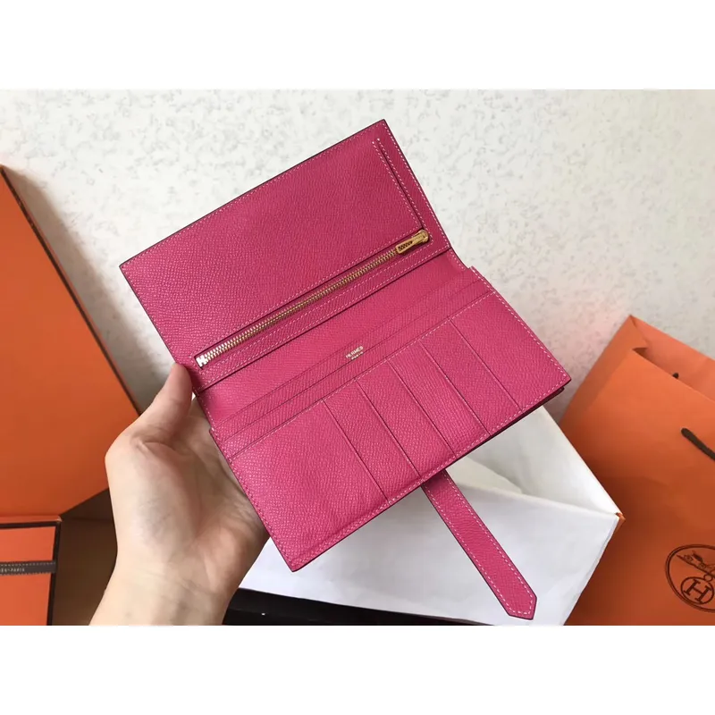 Hermes Peach Epsom Bearn Gusset Wallet